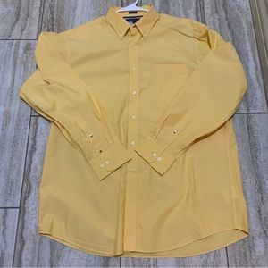 Tommy Hilfiger Yellow Dress Shirt Regular Fit Buttondown Collared 17 34-35